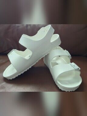 Birkenstock AVA 33 Youth 2 White Kids Buckle Sandals - Classic Two-Strap